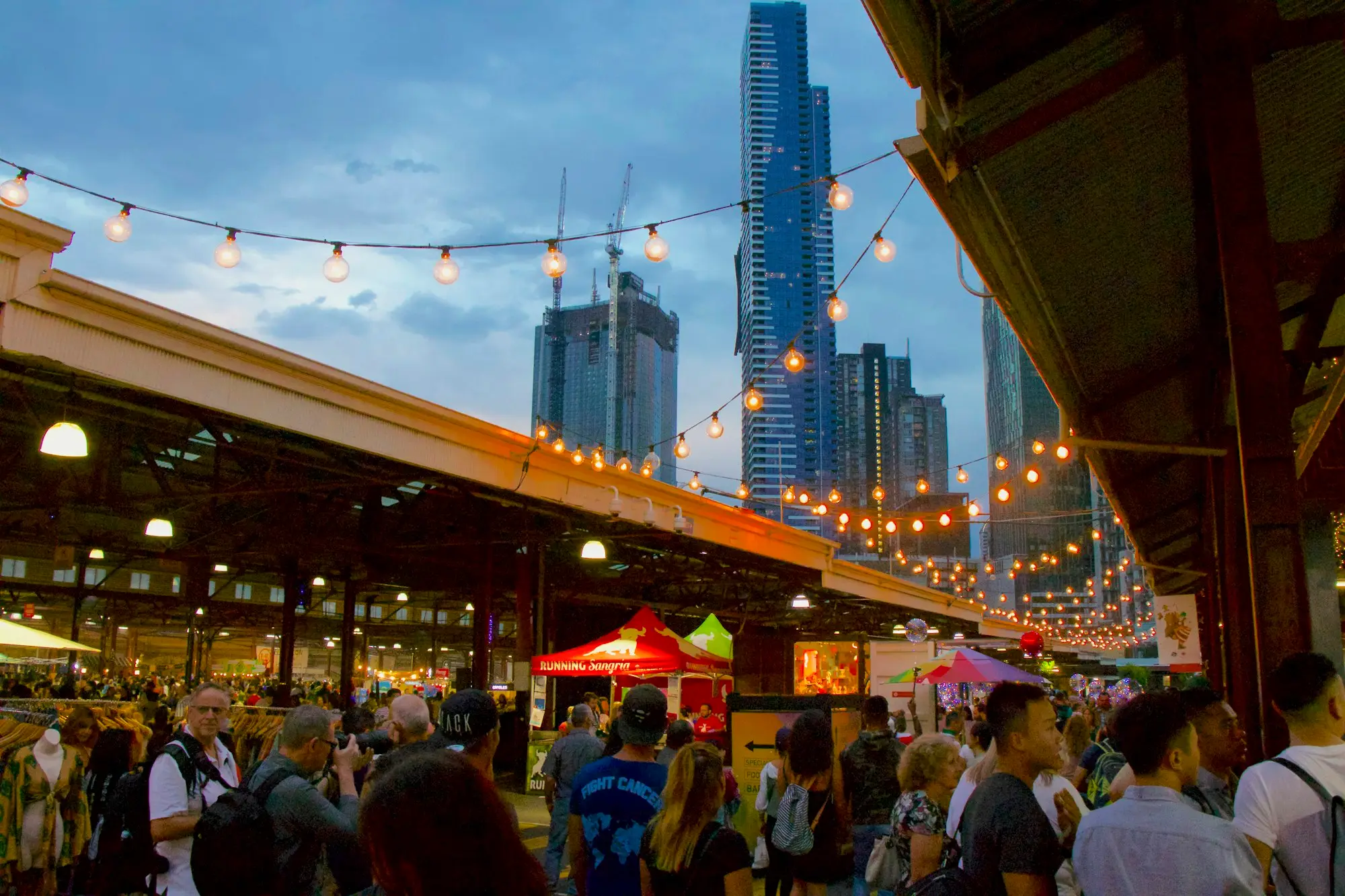 Food truck serving customers at a night market in Melbourne